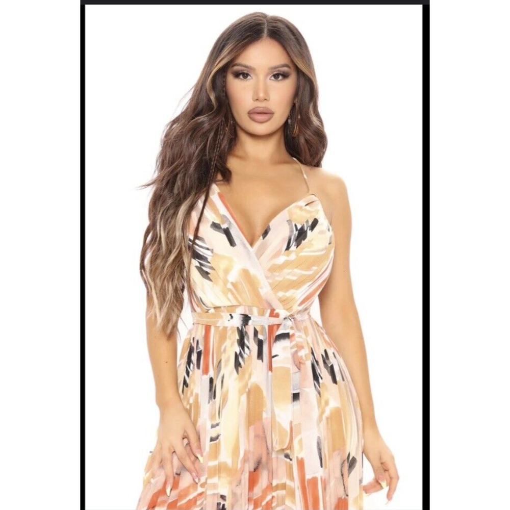 Fashion Nova Rayne Sleeveless Maxi Dress 3X Rust Abstract Print NWT Plus Size - Picture 13 of 14